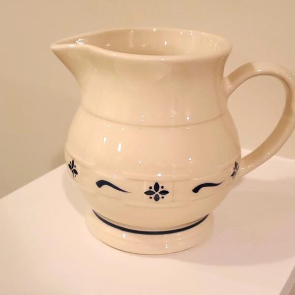 Longaberger Roseville Pottery Small Pitcher Signed Initialed Classic Blue - Picture 3 of 5